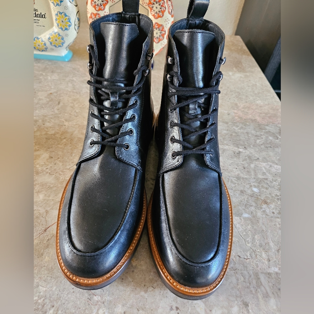 Express Brogue leather casual Boots color black men's size 12 no Box - Picture 2 of 11